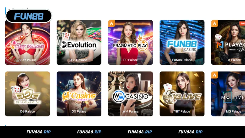 3 nhà cung cấp nổi bật tại Live Casino FUN88