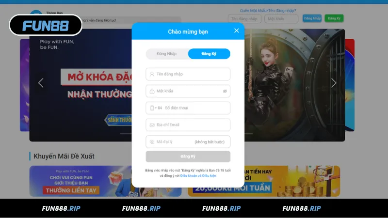 Các bước đăng ký và bắt đầu chơi tại FUN88