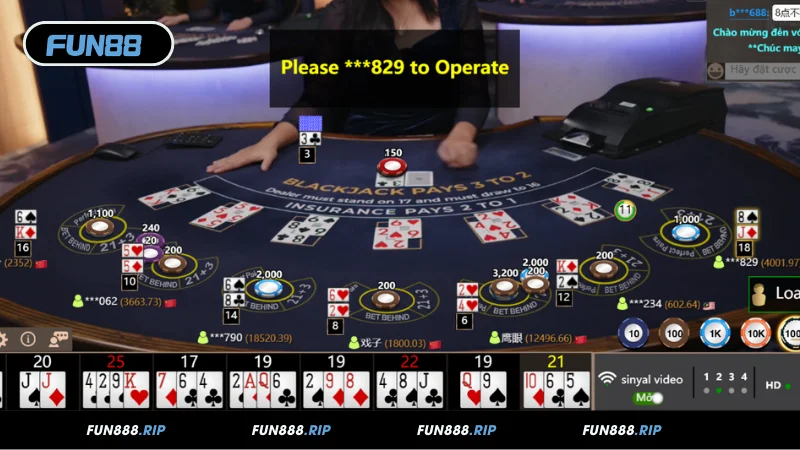 Hướng dẫn luật chơi cùng cách cược Blackjack trên FUN88