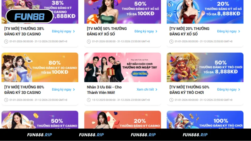 Khuyến mãi FUN88 thành viên mới siêu hấp dẫn