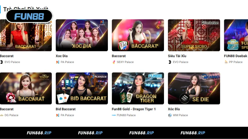 Những game Live Casino nổi bật tại FUN88