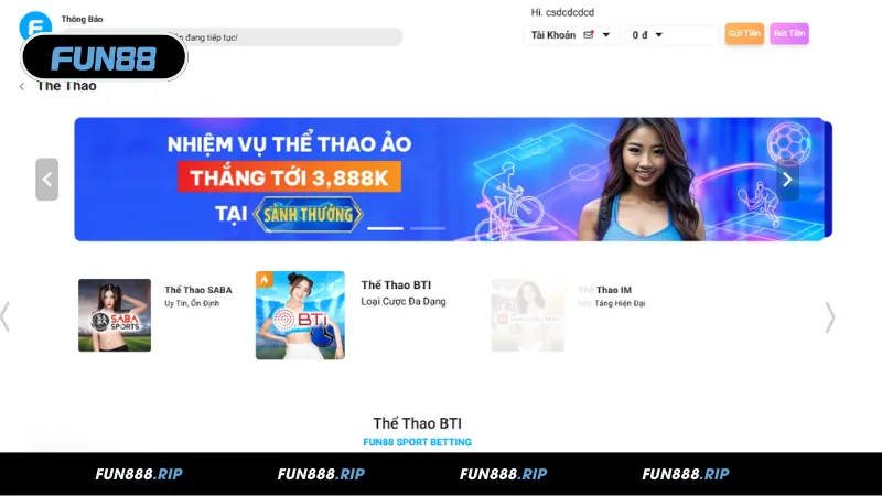 Tổng quan sảnh thể thao FUN88