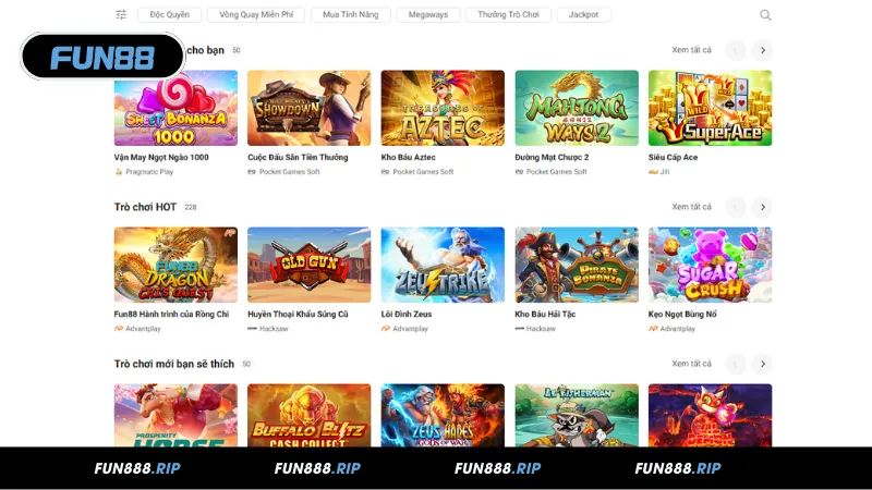 Top 4 game nổ hũ nổi bật nhất tại FUN88